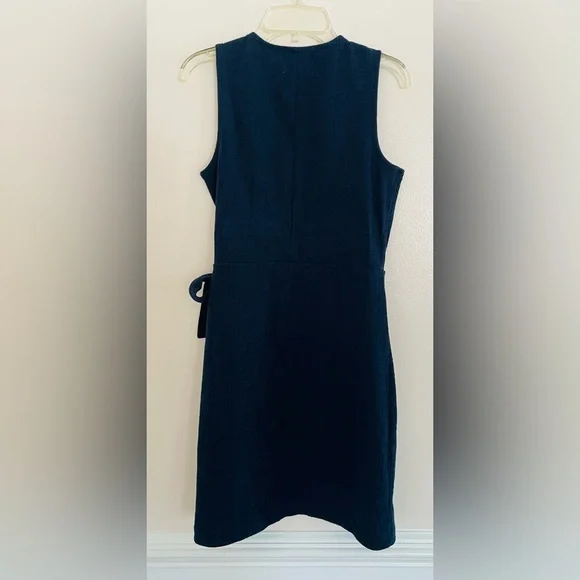 Madewell Crosshatch Side-Tie Dress XS In Navy Blue - Picture 6 of 10